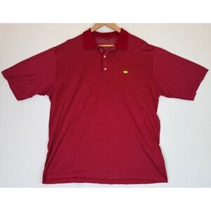 Bobby Jones Red Checked Masters Golf Polo Augusta National Logo Cotton Sz *READ*